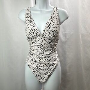 WinWave Black and Cream Dotted Swimsuit, Size Medium